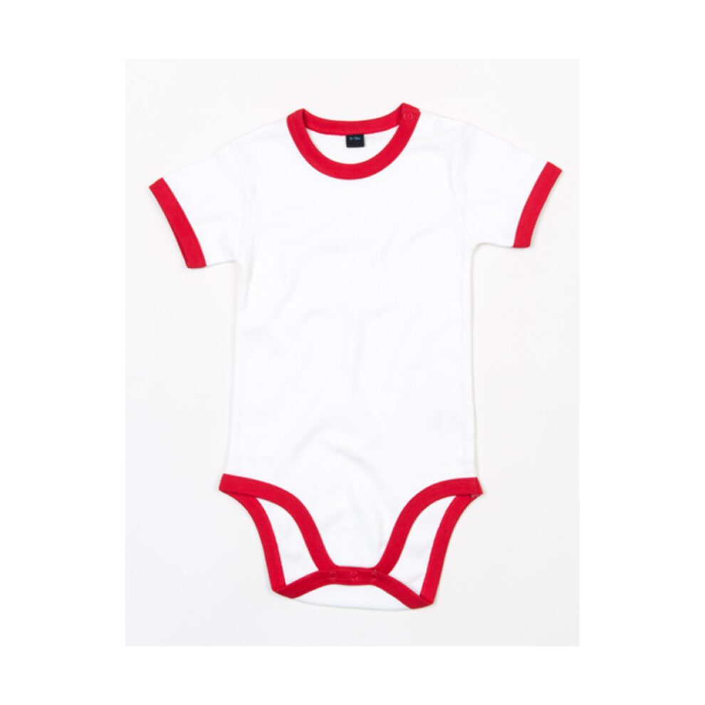 Babybugz Baby Ringer Bodysuit White Red 12-18 maanden (86-92)