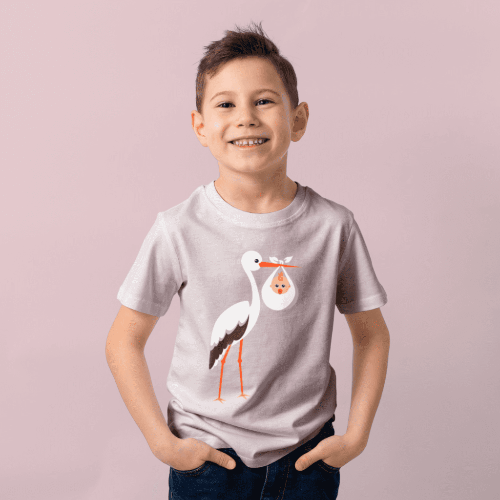 Kindershirt met 'Ooievaar' bedrukking 