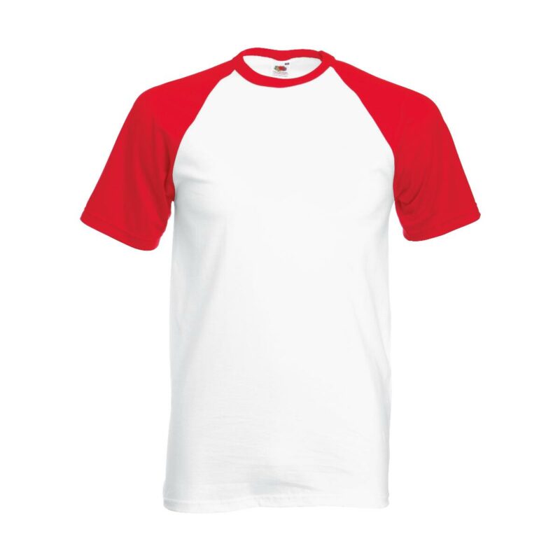 Fruit of the loom Valueweight shortsleeve Baseball T White Red 3XL