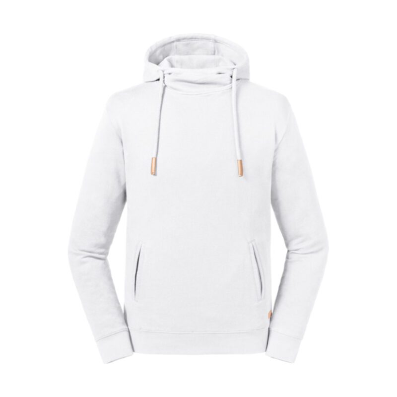Russel Pure Organic High Collar Hooded Sweat White L