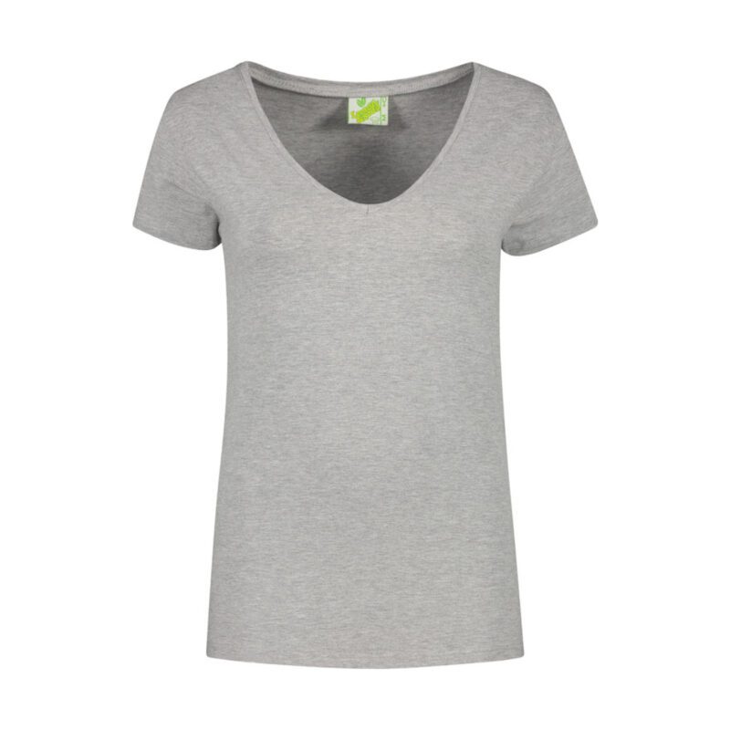 Lemon&Soda L&S T-shirt V-neck cot/elast SS for her Grey Heather XXL
