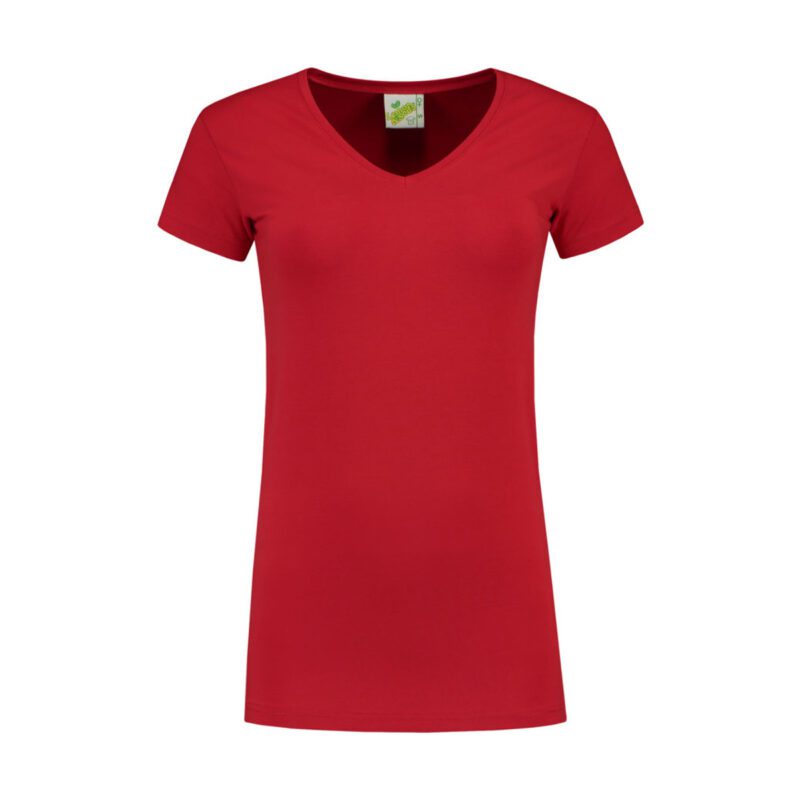 Lemon&Soda L&S T-shirt V-neck cot/elast SS for her Red XXL