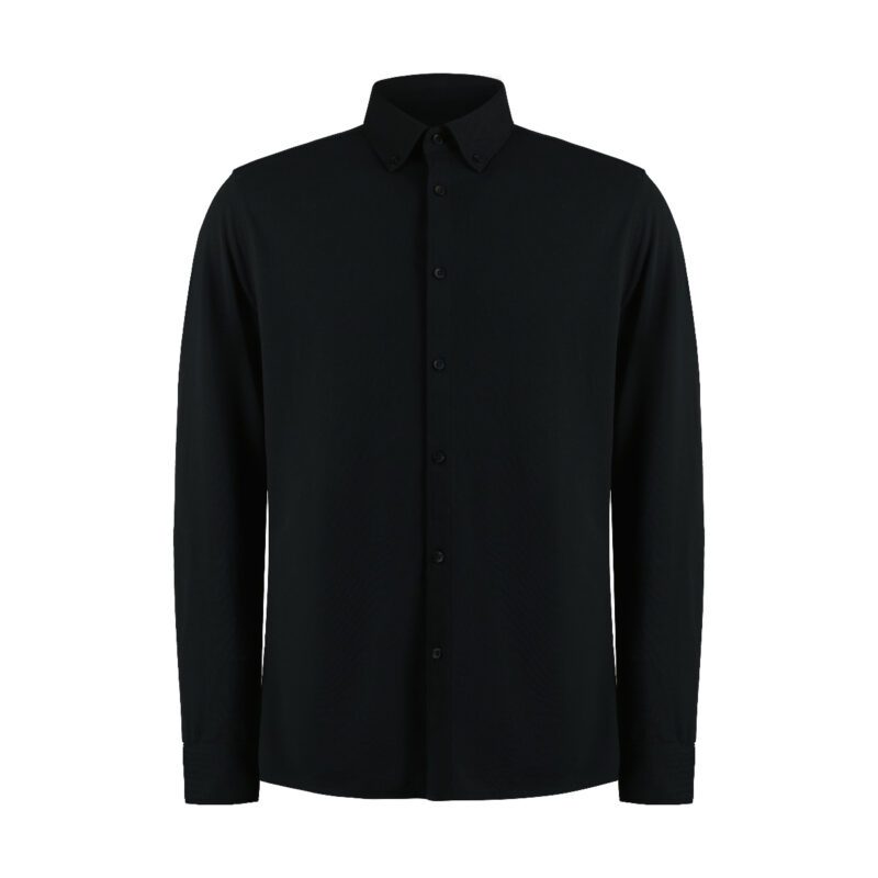 Kustom Kit Tailored Fit SuperwashÂ® 60Âº Pique Shirt Long Sleeve Black 3XL