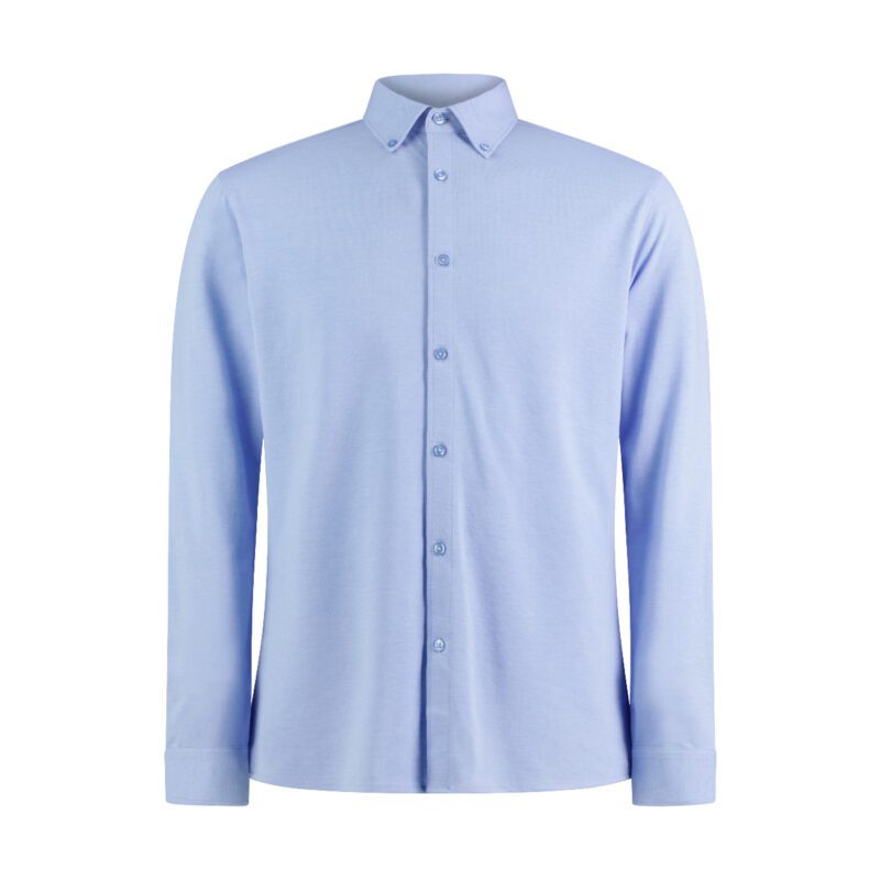 Kustom Kit Tailored Fit SuperwashÂ® 60Âº Pique Shirt Long Sleeve Light Heather Blue 3XL