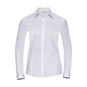 Russell Ladies Longsleeve Tailored Herringbone Shirt White 4XL