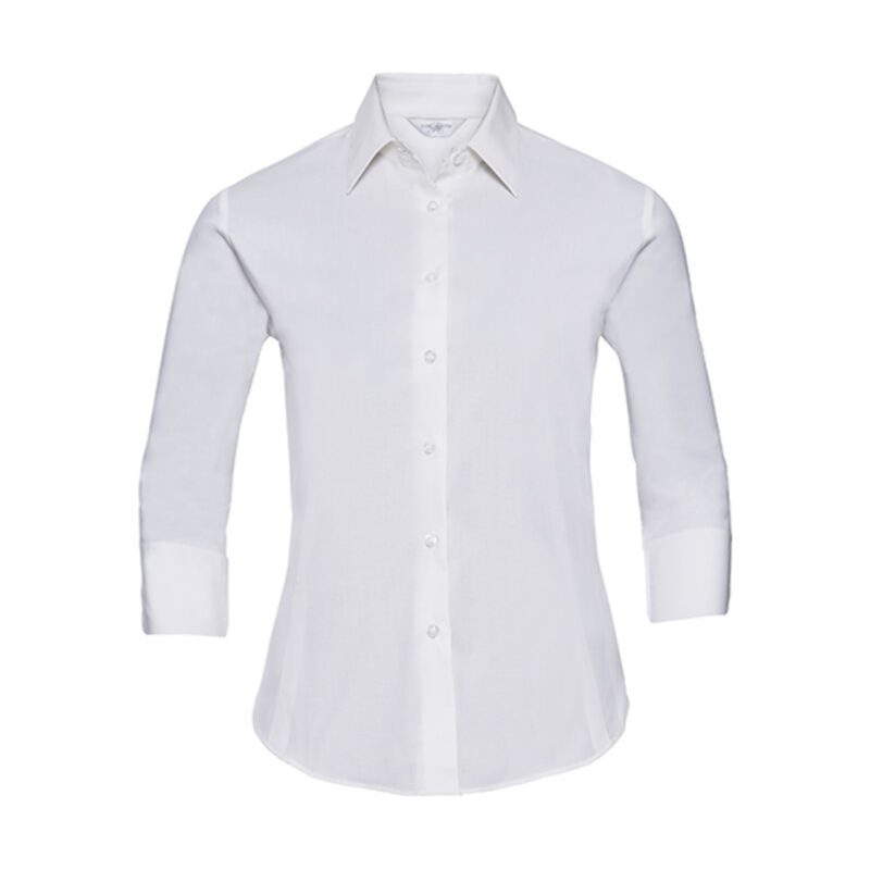 Russell Ladies ÃžÂ Sleeve Fitted Stretch Shirt White XXL