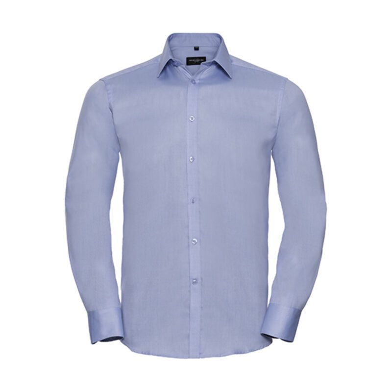 Russell Men's Longsleeve Tailored Herringbone Shirt Light Blue 4XL
