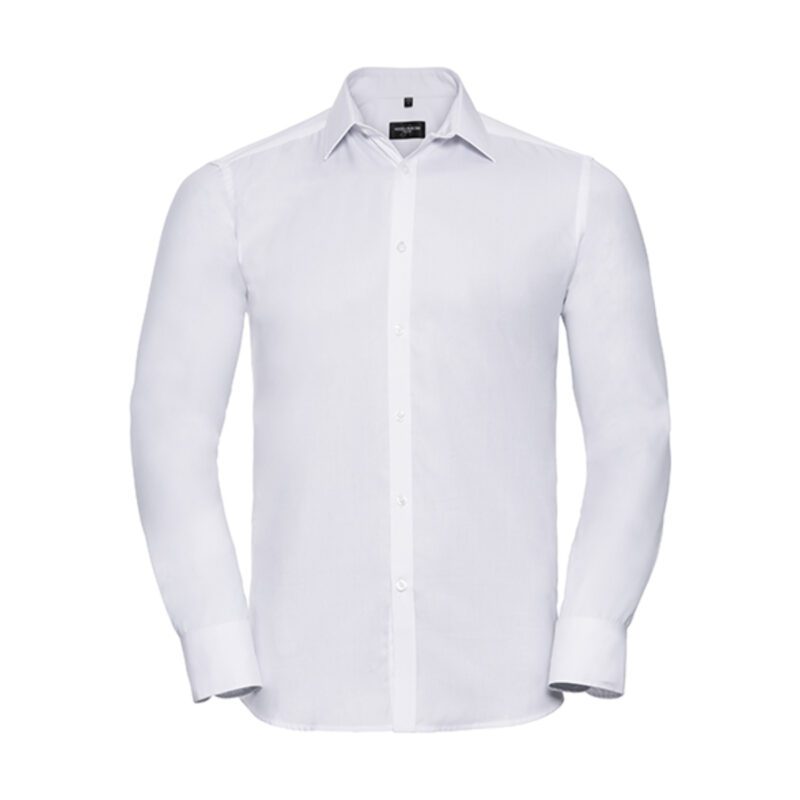 Russell Men's Longsleeve Tailored Herringbone Shirt White 3XL